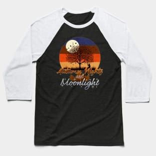 Autumn Nights and Moonlight Retro Sunset Baseball T-Shirt